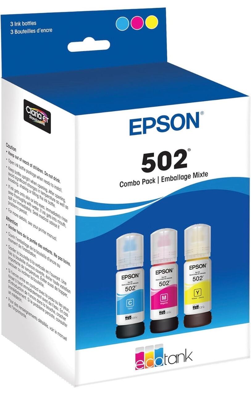NIB EPSON 502 EcoTank Ink Ultra-high Capacity Bottle Color Combo Pack